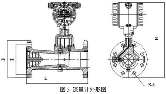 DN125旋進旋渦流量計外形圖